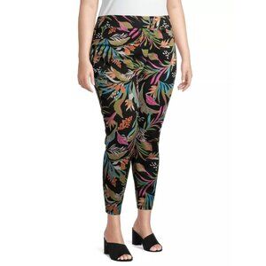 Terra and Sky Jeggings Womens Size 2X Floral Skinny Mid-Rise Stretchy Pants NEW